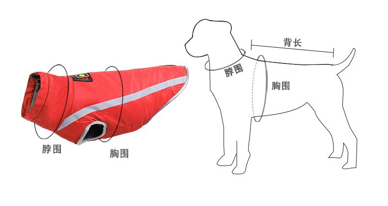 Cross-border pet clothing, reflective large dog windbreaker, warm dog clothes for autumn and winter, pet cotton-padded clothes in stock wholesale 677 pic 2