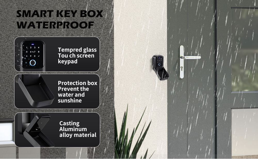 Tongtong Tuya APP Outdoor waterproof smart Key Box Fingerprint Password Card Swiping multi-functional Lock box pic 3