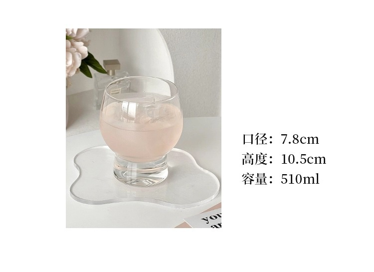 新款豪华高台透明鼓鼓杯小众设计玻璃杯威士忌酒杯冷饮果汁咖啡杯详情4