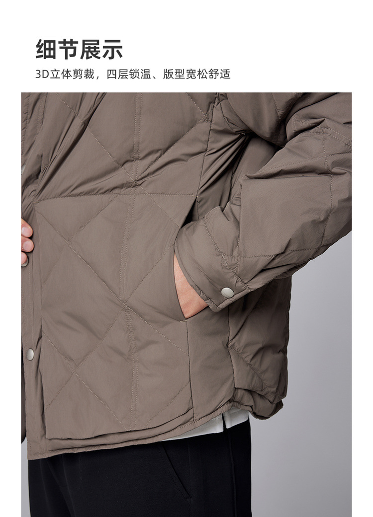 墨麦客男装简约翻领羽绒服男2024冬新款轻薄假两件男士外套88622详情7