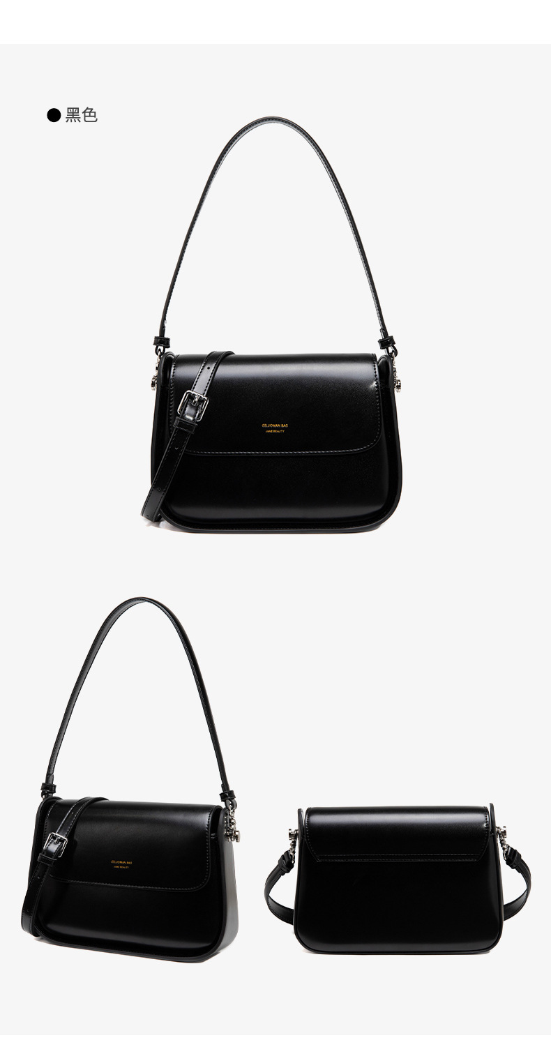 跨境新款2024秋季复古马鞍包小方包女百搭高档真皮感手提斜挎包包详情9