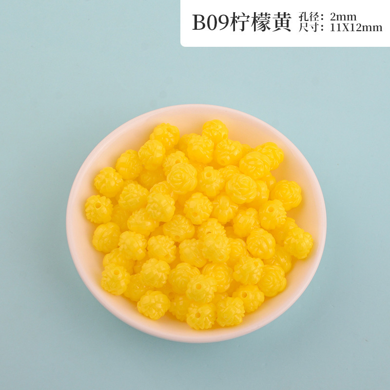New macaron-colored camellia beads perforated solid rose loose beads diy beading material resin accessories pic 23