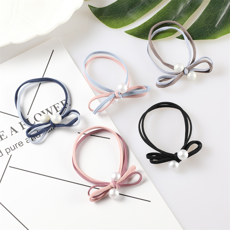 Simple and popular Instagram hair tie, bow double ball hair band, hair tie rubber band, Korean style fresh and clean hair tie 2-yuan store pic 14