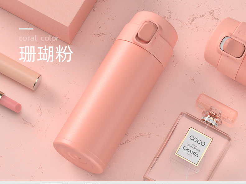 简约弹跳盖保温杯不锈钢时尚304网红水杯商务礼品创意马卡龙杯子详情20