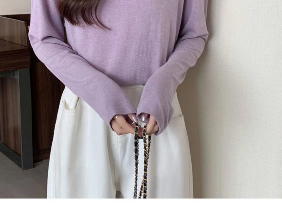 打底衫女宽松显瘦面膜T恤内搭秋冬新款软糯绒色磨毛长袖上衣代发详情16