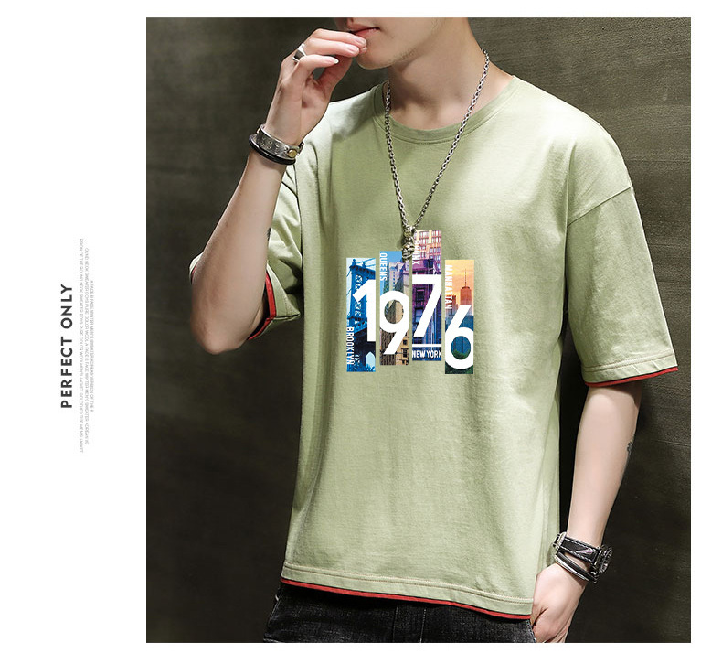 New Korean loose short-sleeved T-shirts for young men. Two pieces of cotton half-sleeved faux faux T-shirts for students, cool and oversized pic 75