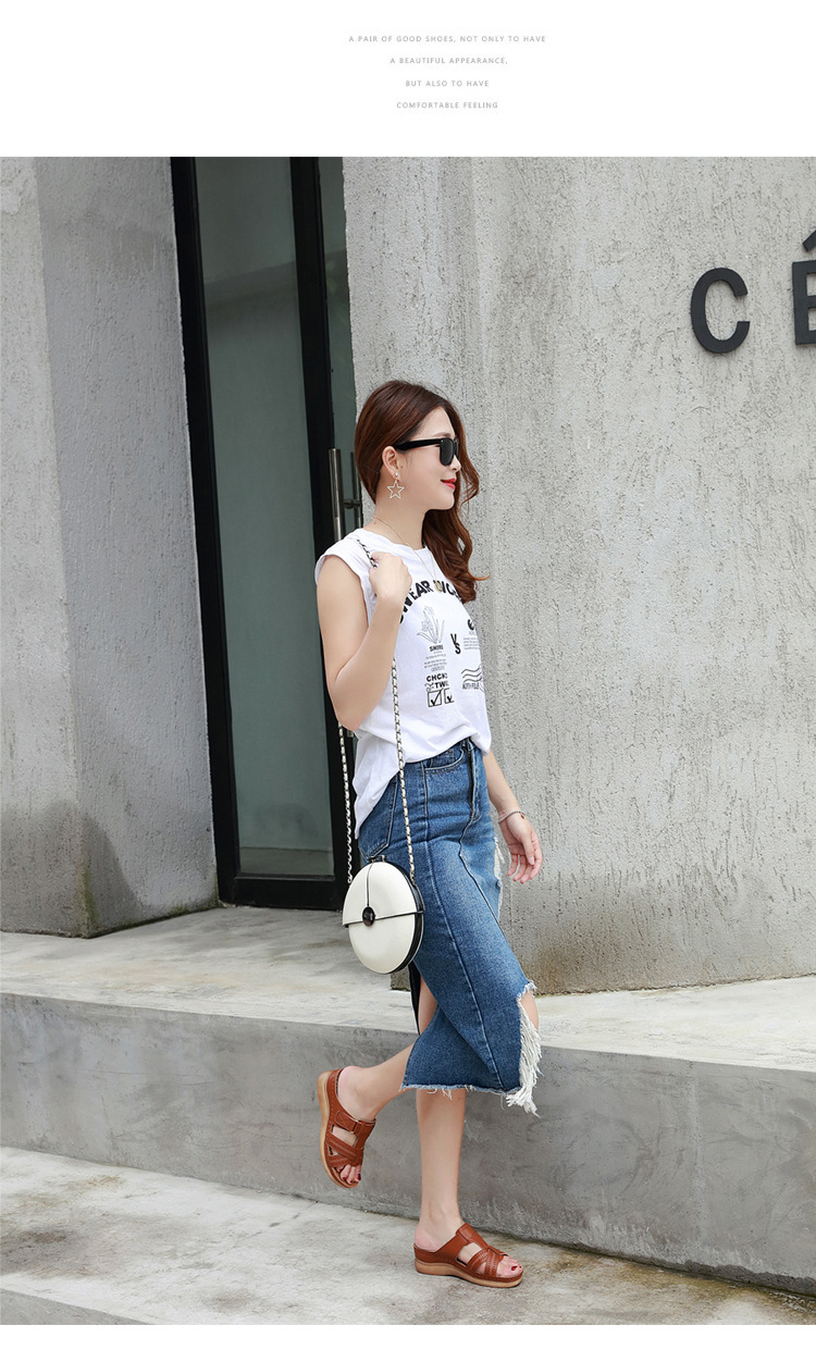 New European and American sandals for women, cross-border car line, mom shoes, large-sized sandals, wedge heel slippers, one-piece consignment pic 34