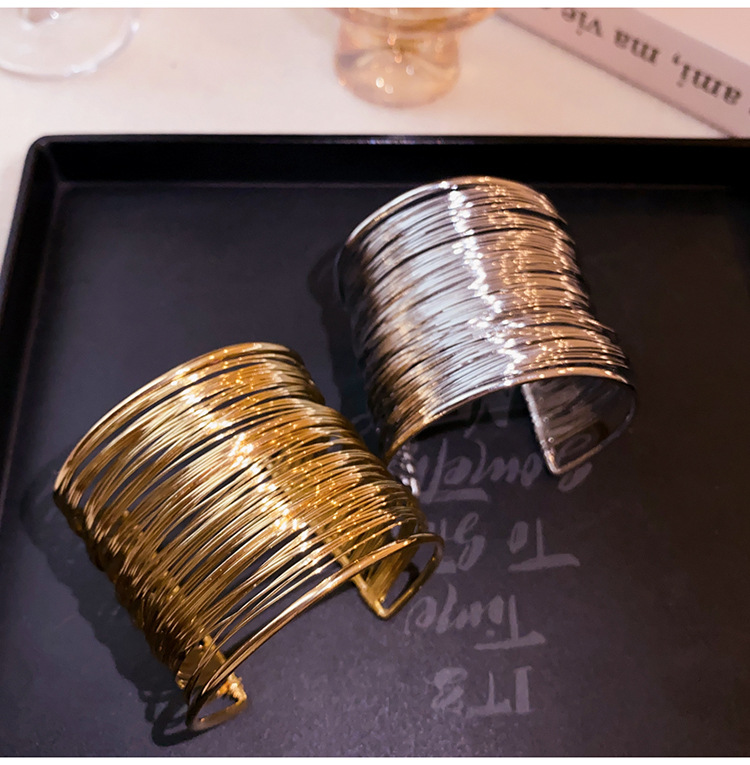 European and American cross-border multi-layer armband open bracelet, high-end, simple and niche wristband, fashionable, individual and elegant jewelry for women pic 10