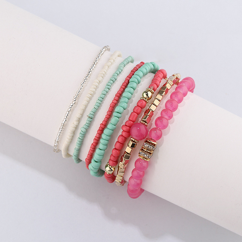 方形金属波西米亚风多层百搭手串时尚天然水晶石手链厂家批发详情2