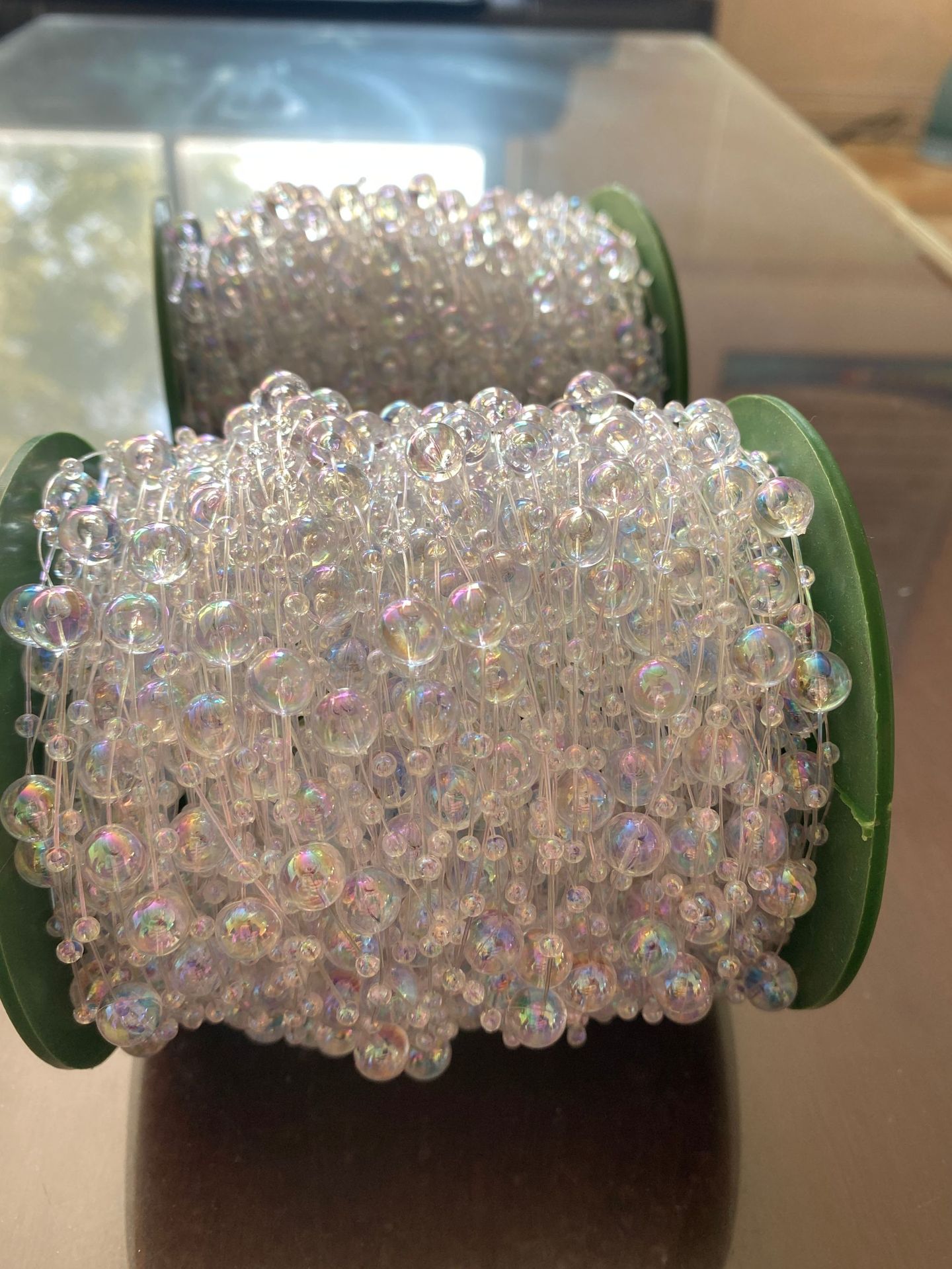 Full Sky Star AB color large and small round beads transparent connection bead jewelry accessories ABS imitation pearl factory direct sales pic 4