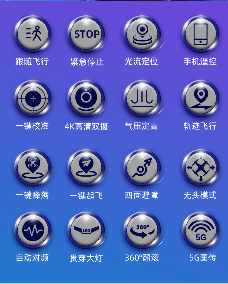 跨境新品无人机H98航拍避障高清双摄头四轴飞行器drone儿童玩具详情7