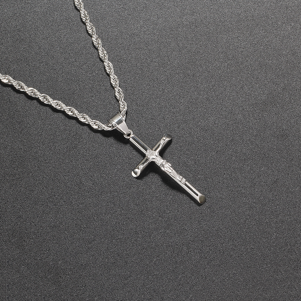 Hip-hop necklace, cross personality pendant, cross-border necklace, trendy couple necklace accessory pic 3