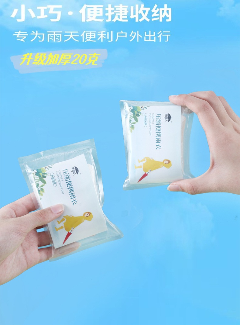卡片雨衣真空压缩加厚20g成人户外旅游景区便携式一次性雨衣批发详情2