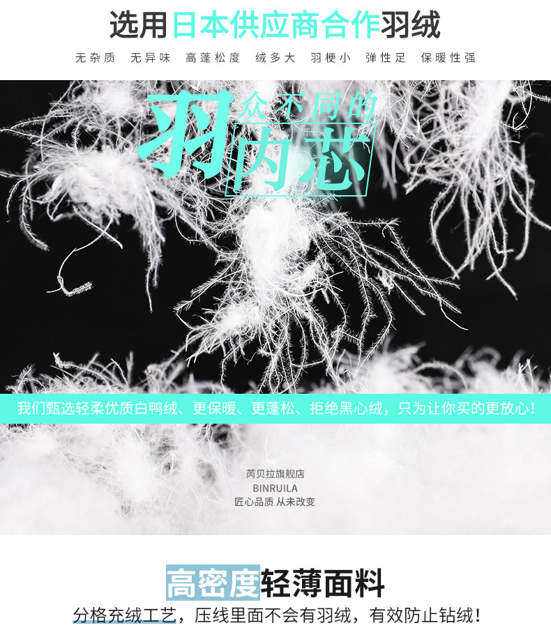 90绒2024冬轻薄羽绒服男士无领保暖内胆大码圆领内穿薄款V领外套详情5