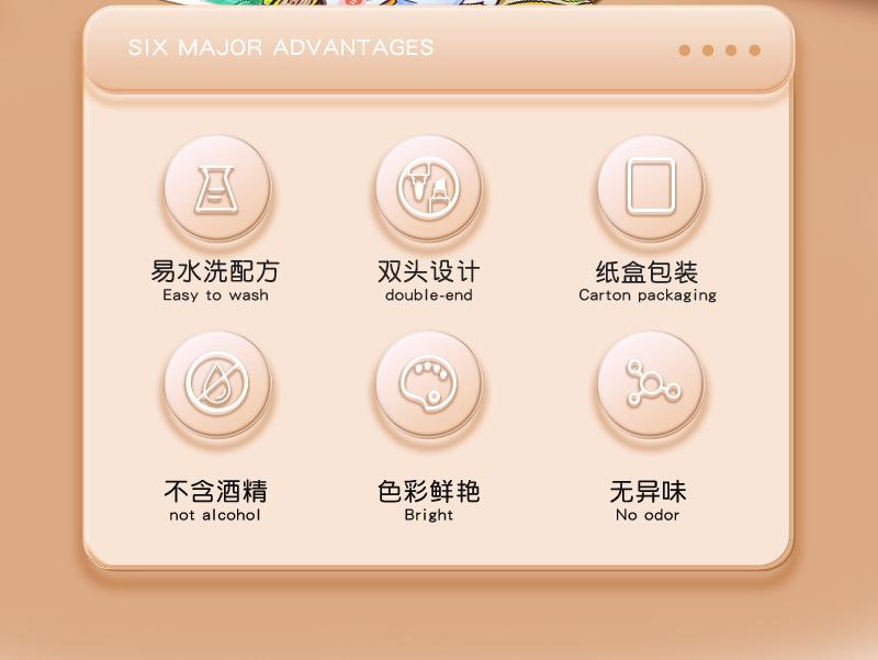 纸盒装易水洗马克笔批发不透色DIY涂鸦笔食品级可叠色双头马克笔详情2