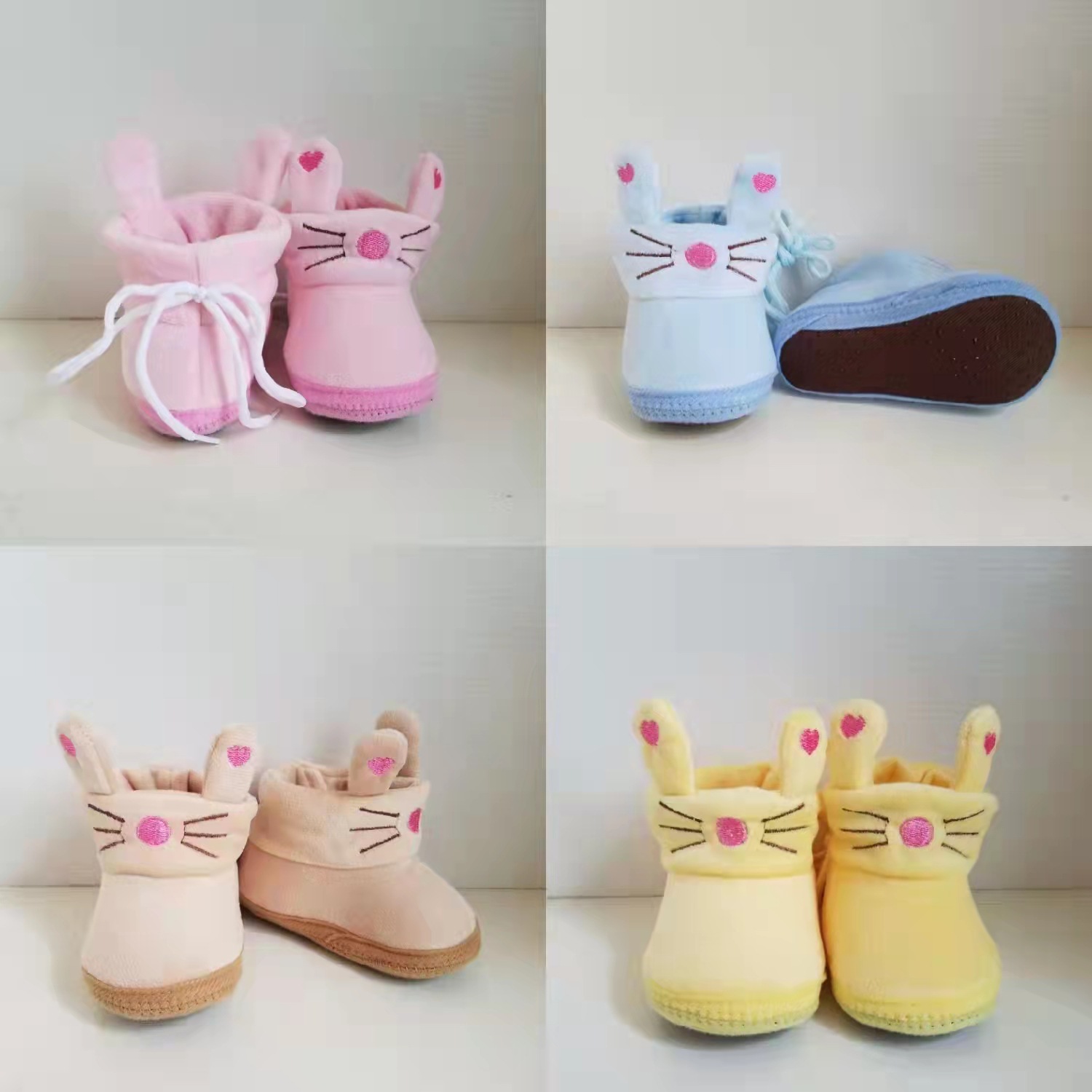 Newborn babies aged 0-3-6 months, 1 year old, no shoes falling off, autumn and winter baby girls add fleece cotton shoes before learning to walk, knitted overseas pic 1