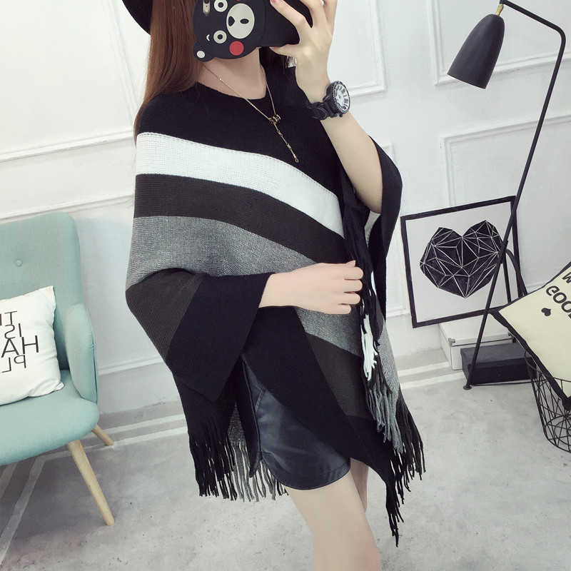 Loose tassel shawl spring and autumn new women sweater coat plus-size knitted cape pullover 蝙蝠衫 pic 20