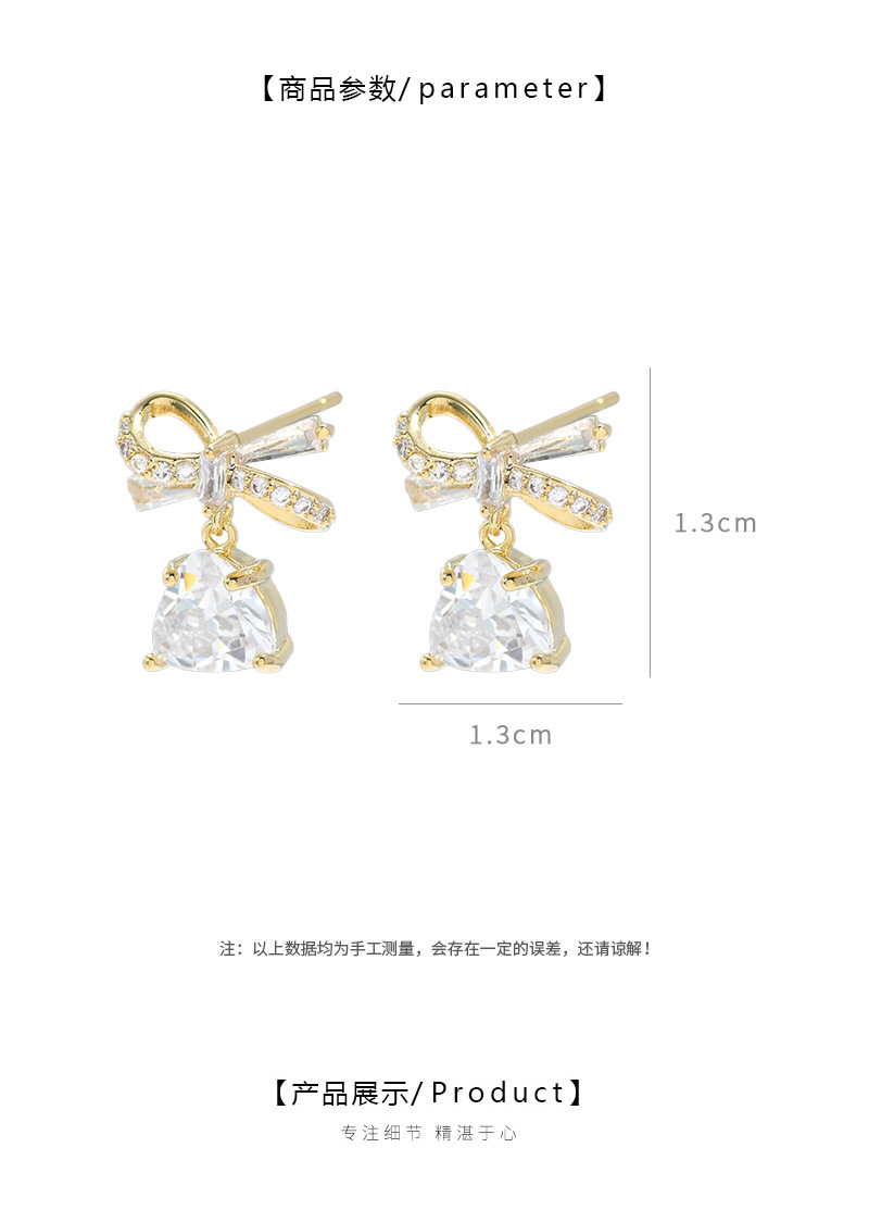 韩版时尚气质耳钉女S925银针小众设计感蝴蝶结耳饰ins风方糖耳坠详情5