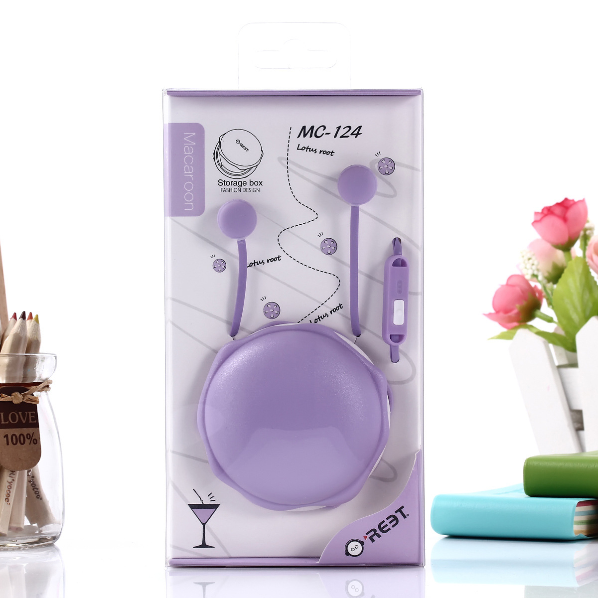 The manufacturer wholesals new cartoon wired in-ear headphones in candy-colored macaron storage cases and student mobile phone headphones pic 25