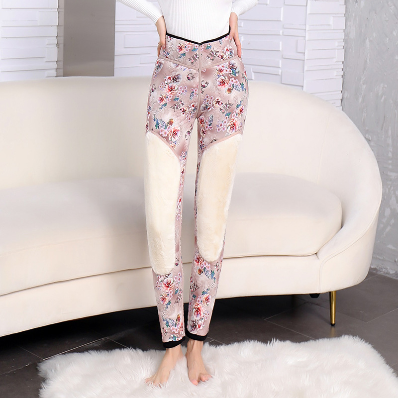 Woolen cotton pants for women to wear outside in winter, with added fleece, thickened, windproof, cold-resistant, knee protection, high-waisted, large-sized, and as a base layer for middle-aged and elderly people pic 17