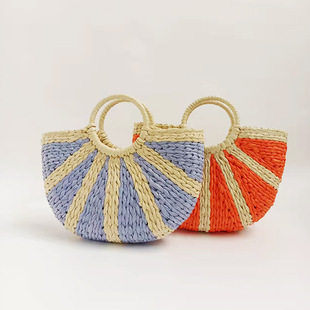 韩国时尚新款菜篮子手工编织包包女小众单肩斜挎包藤编草编包度假详情1