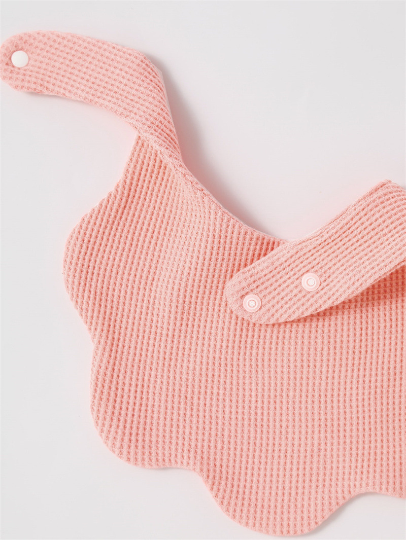 Pure cotton Waffle saliva wipes, baby petal bibs, summer 360-degree rotating newborn bibs, cute solid colors pic 13