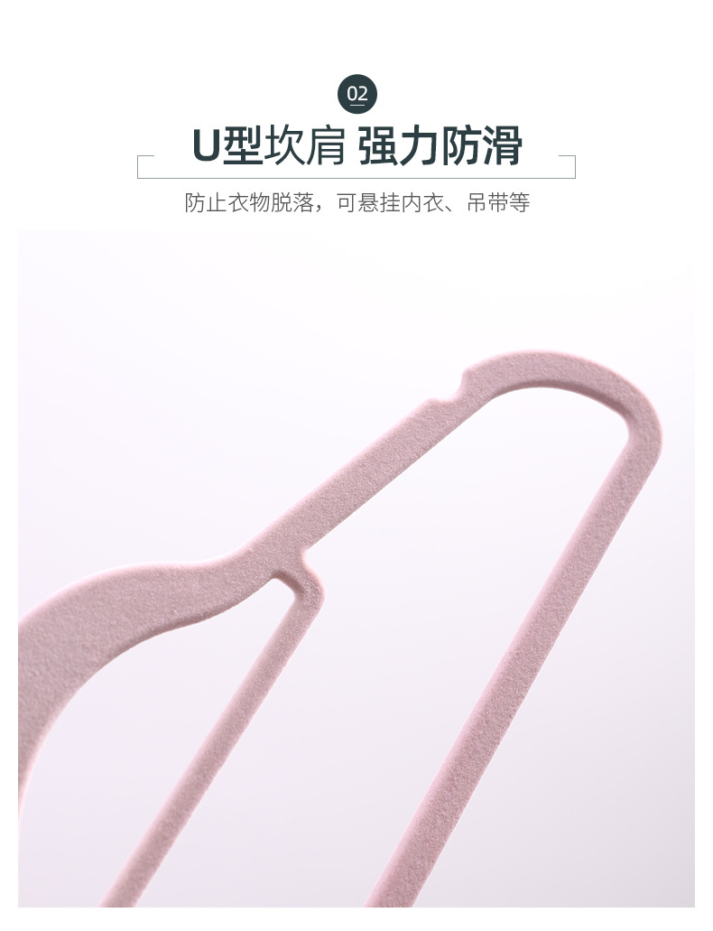 Cross-border flocking clothes rack, anti-slip plastic traceless hanger, light-transmitting clothes hanger, household adult clothes hanger, factory wholesale pic 4