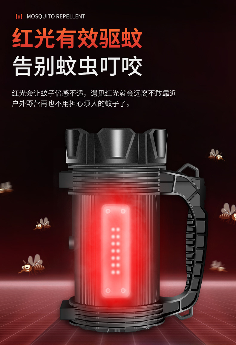 LED强光探照灯家用户外充电应急手电筒救援手提灯ABS材质远射手电详情6