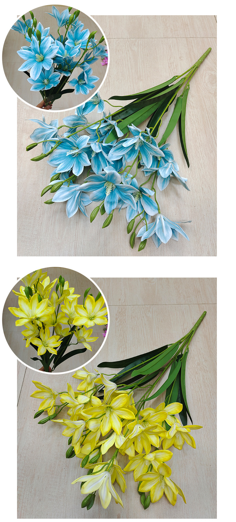 跨境3D手感保湿仿真花兰花把束20头千禧玉兰家居装饰婚礼花艺假花详情10