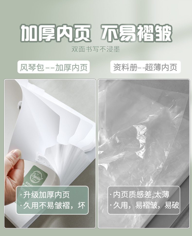 文谷试卷收纳袋a4文件夹试卷夹学生科目分学科专用小清新风琴包详情16