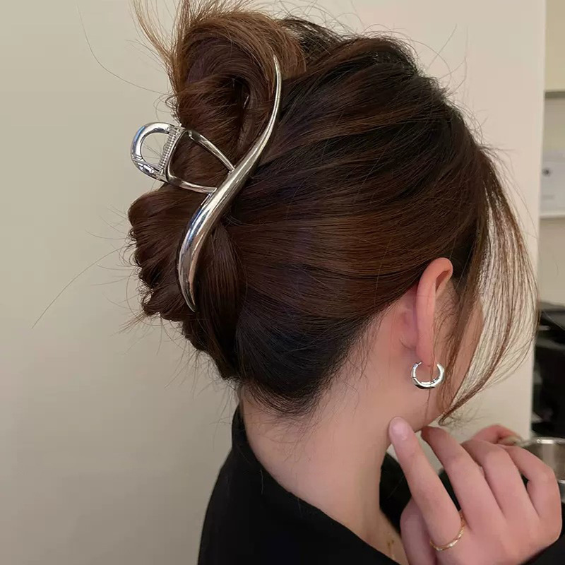 波浪一字金属大号抓夹鲨鱼夹发夹后脑勺盘头发夹子头饰发卡新款详情2