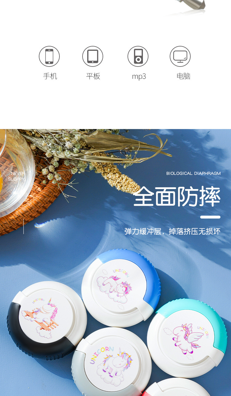 The cute student cartoon in-ear wired headphones with a high level of appearance and a storage case support KTV call answering buttons pic 15