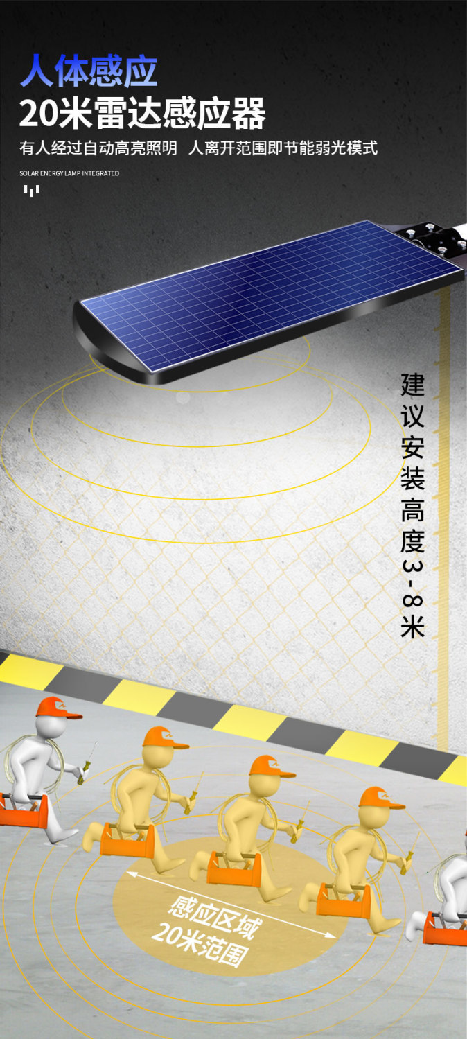 惠民新款太阳能灯庭院灯户外灯家用室内外一体化新农村路灯照明灯详情28