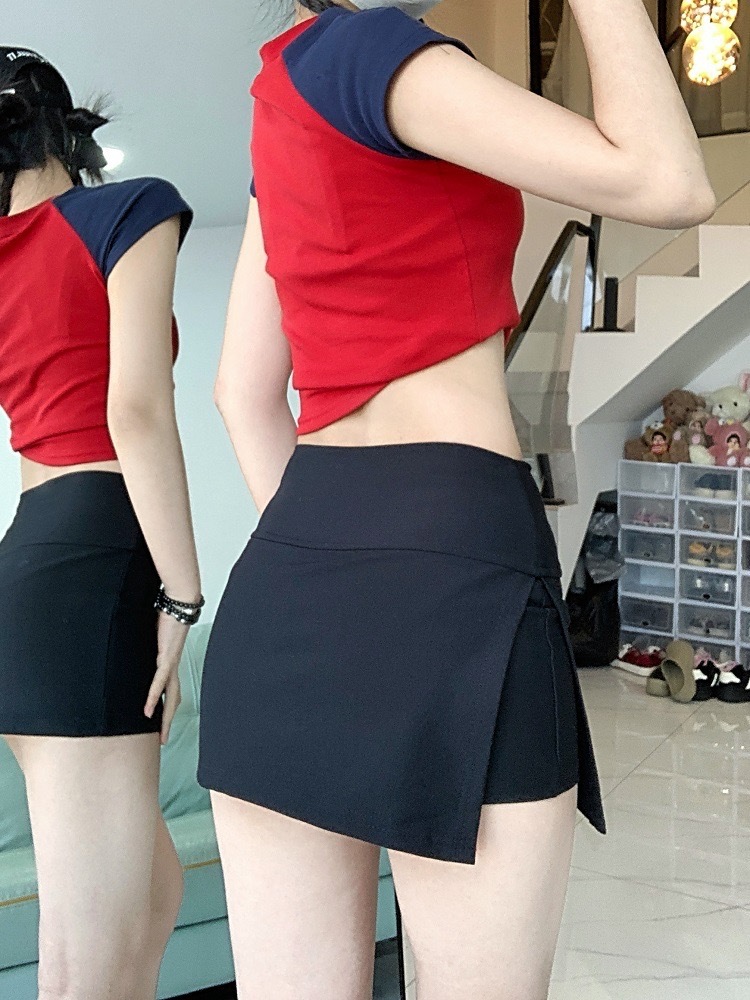 包臀开叉裙裤A字瑜伽短裤防走光美式百搭设计防走光设计运动短裤详情34