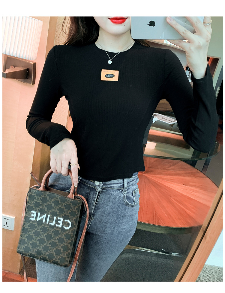 打底衫女内搭秋季2022年新款修身显瘦短款上衣洋气长袖打底小衫潮详情4