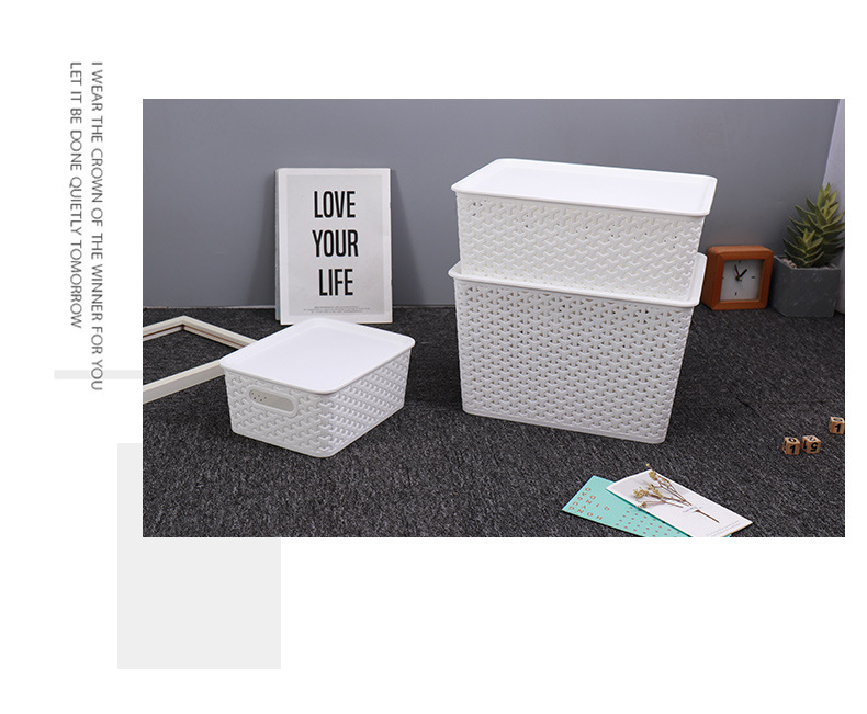 Processing kitchen fruit and vegetable storage basket with lid, plastic storage basket, toy and clothing storage basket, Nordic style pic 7