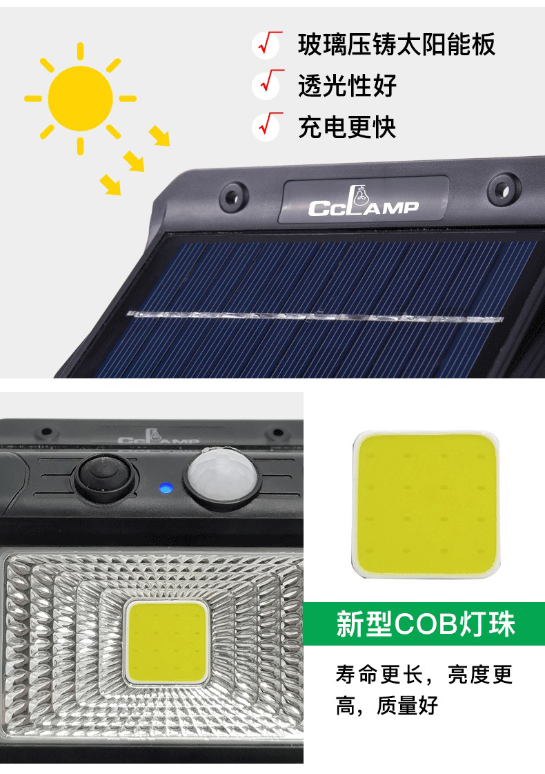 Solar sensor storefront lamp CL-108, photovoltaic power generation, electricity-free, villa outdoor wall lamp wholesale pic 2