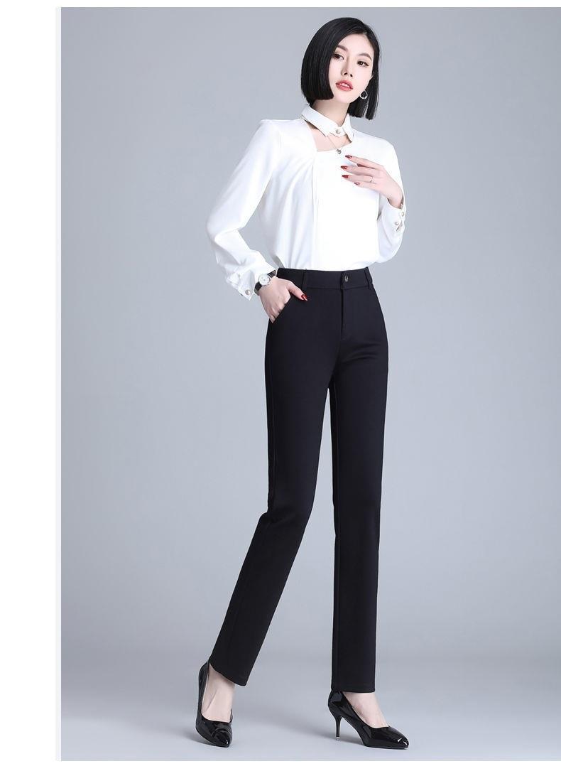 春夏新款2023休闲西装裤修身显腿长女士裤子百搭直筒小脚裤女弹力详情6