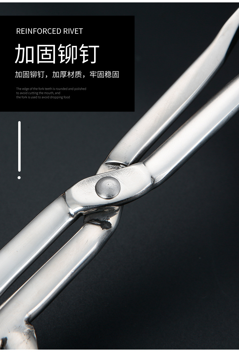 Stainless steel thickened kitchen steak tongs, hotel restaurant buffet tongs, barbecue tongs, salad tongs, food tongs pic 8