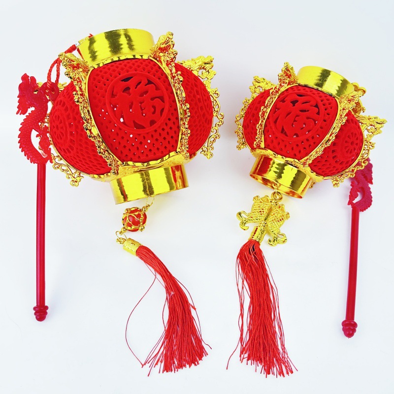 龙年植绒手提发光投影灯笼新年入门户装饰布置红灯笼元宵福字灯笼详情17