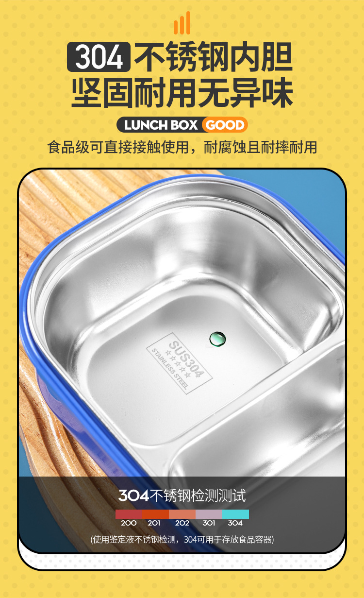 304不锈钢加水保温饭盒 儿童饭盒迷你便当盒可微波带盖学生餐盘详情3