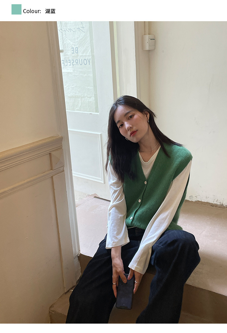 木兰时髦复古小马甲开衫女2023春季新款韩版简约针织上衣女 21507详情37