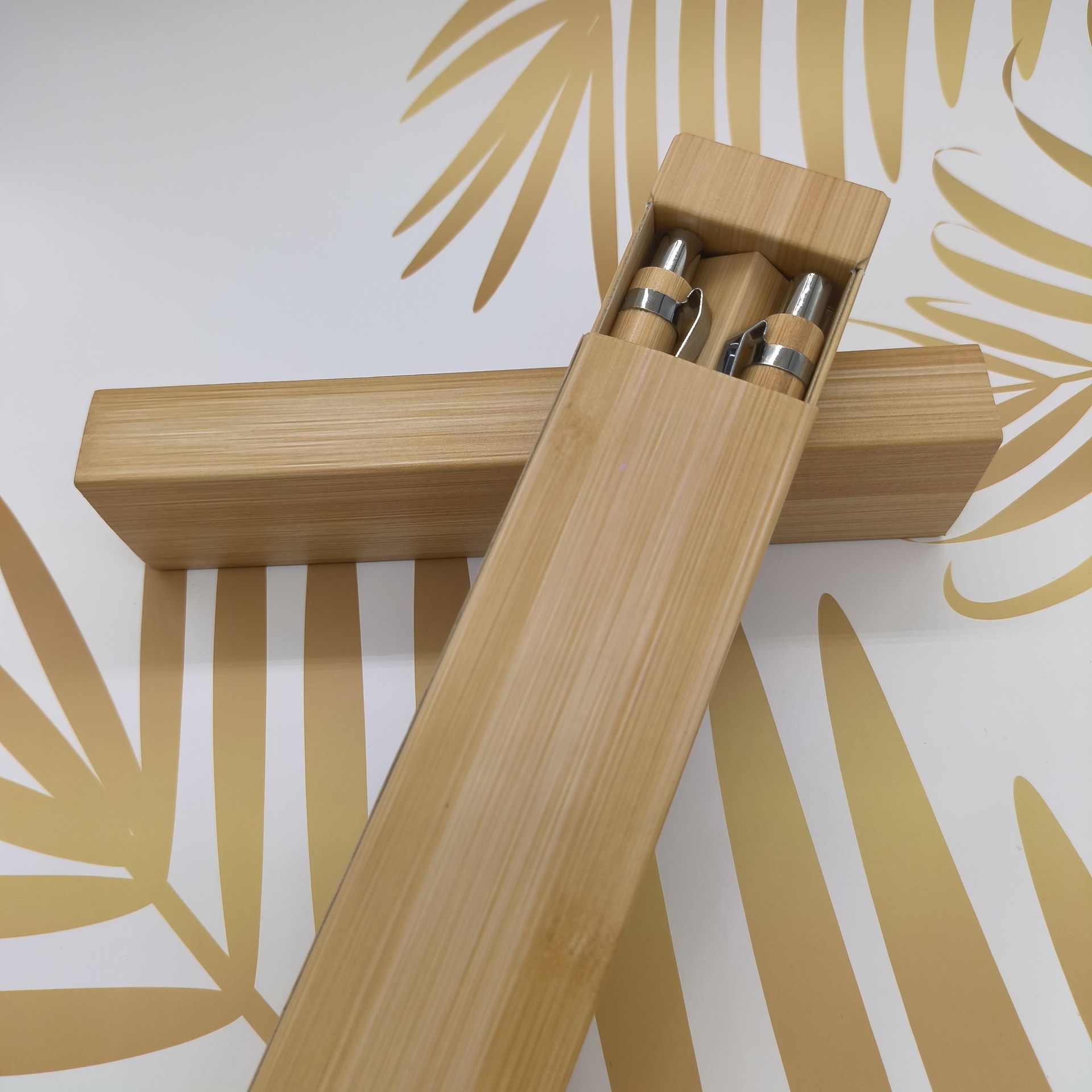 In-stock bamboo pen set, metal hook, bamboo and wood rod, touch head, ballpoint pen, printed color logo, advertising pen pic 2