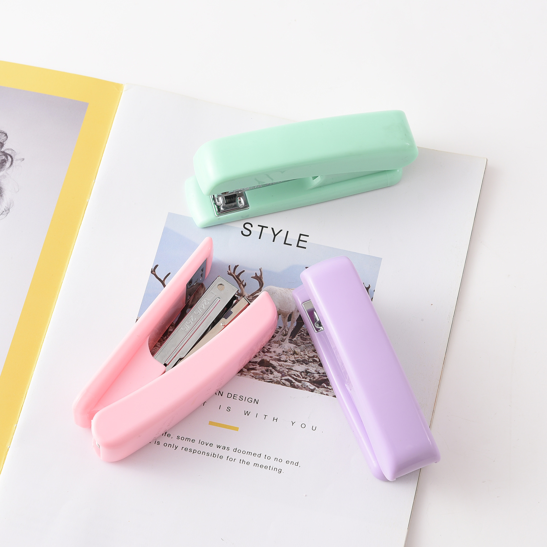 Factory direct supply cross-border exclusive 397 metal 3-color stapler, metal multi-functional labor-saving type, factory dedicated pic 12