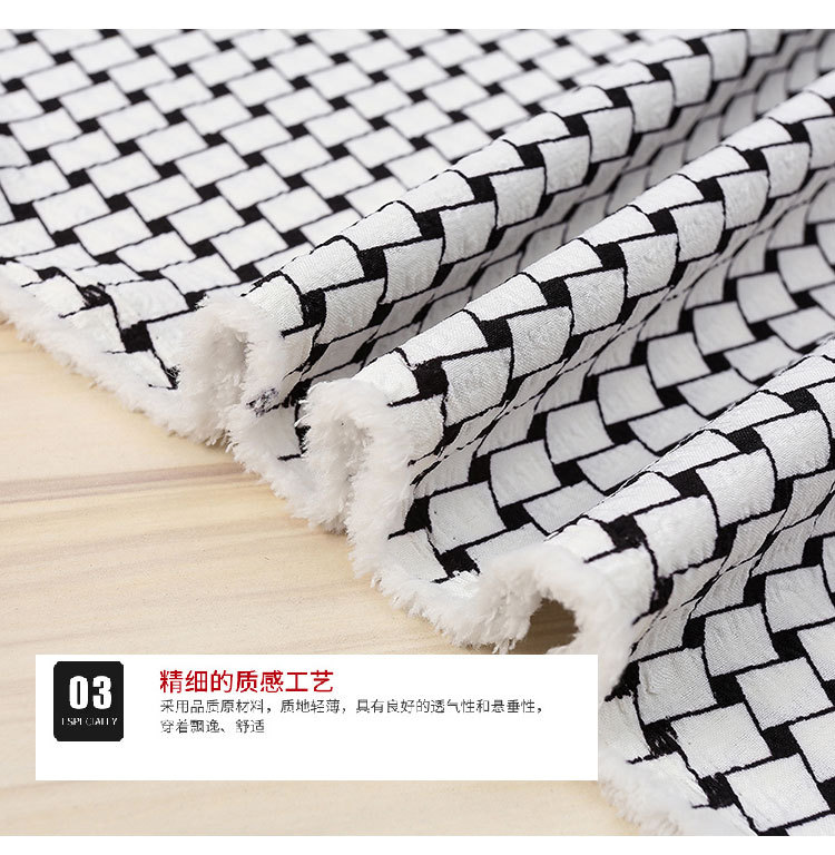 Wholesale of spring and summer clothing fabrics in stock, including small checkered printed bubble check polyester fabric, dresses, accessories and mask fabric pic 13