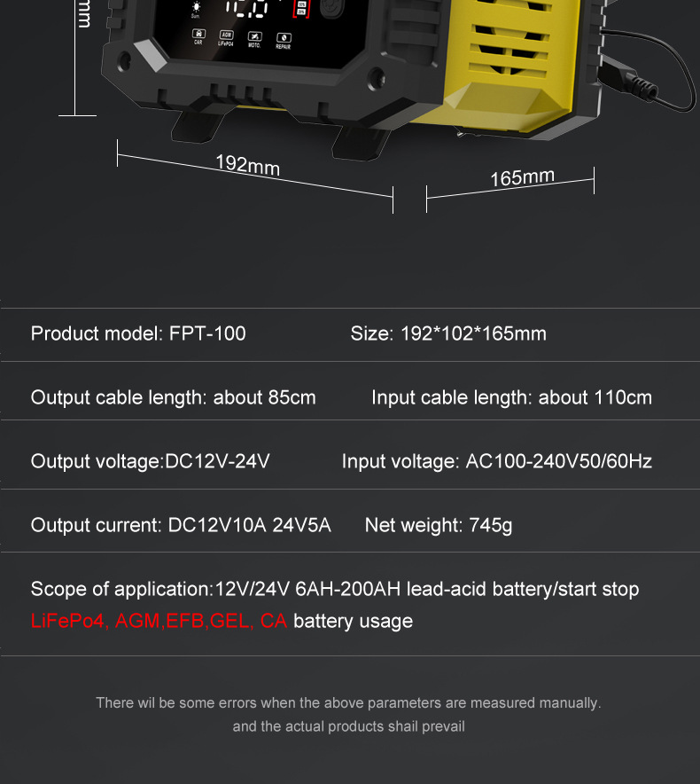 10A portable 12V24V motorcycle battery charger and portable car battery charger pic 24