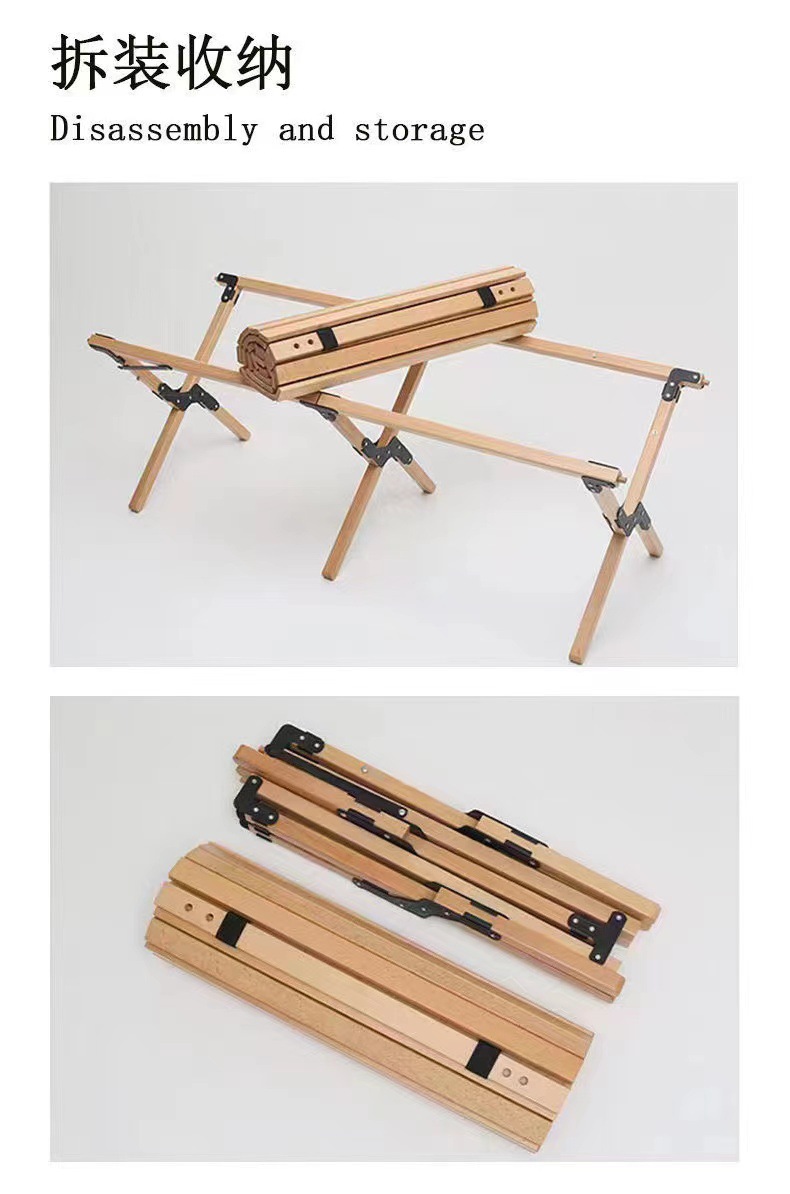 Outdoor camping folding table, beech egg roll table, pine egg roll table, camping table, picnic egg roll table, barbecue grill, picnic pic 1