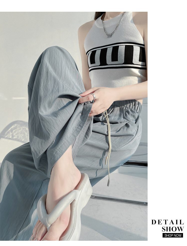 冰丝山本休闲裤女2024夏季新款高腰宽松直筒防晒垂感日系阔腿裤潮详情46