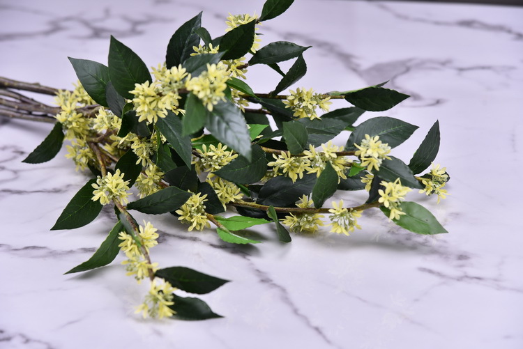 Wholesale artificial yellow osmanthus and laurel, green landscape garden artificial trees, decorative golden osmanthus leaves, home, hotel and homestay artificial flowers pic 18