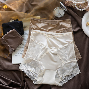 美宅内裤女士薄裸感3D立体一片式无痕面膜裤桑蚕丝裆中腰三角蜜桃详情2